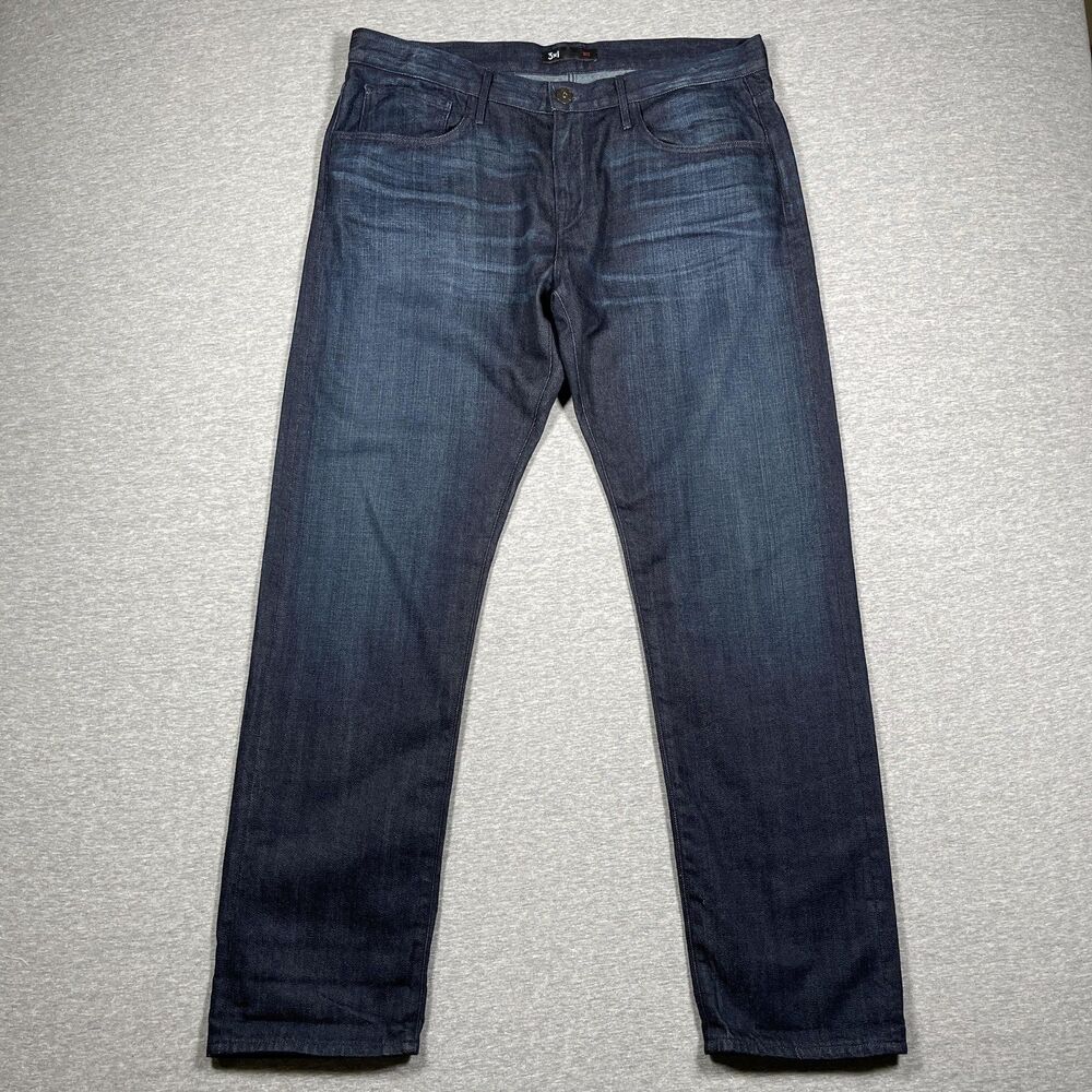 3x1 Jeans Mens 32 (36x31) Blue Dark Wash Slim Straight Selvedge Casual